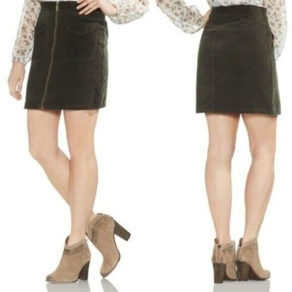 Vince Camuto‎ Womens Size 12P Green Corduroy Mini Skirt A Line Preppy
